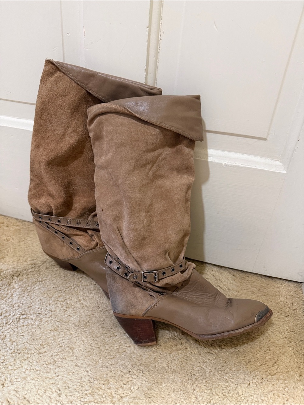 Zodiac Taupe Slouchy Mid-Calf Heeled Boots